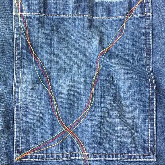 Marithe Francois Girbaud SHUTTLETAPE RAINBOW EMBROIDERY Mens Denim Jeans  40/34 - Picture 11 of 12